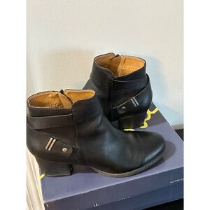 Natural Soul Women's Black Leather Ankle Boots, Comfort Casual‎ Heel Zip 9.5